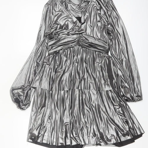 Gallery Women Silver Size 8 Wrap Mini Party Dress