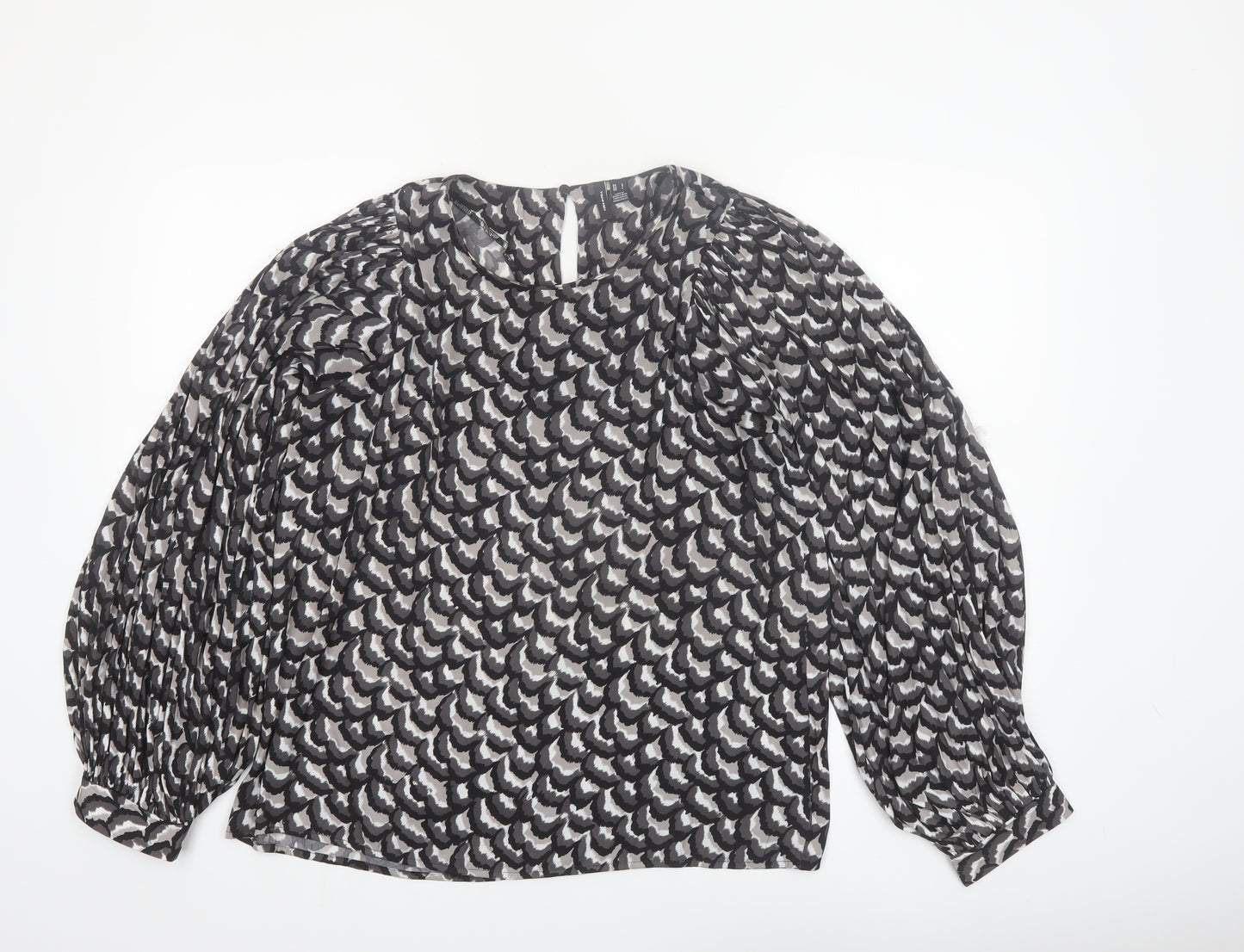 Vero Moda Womens Black Abstract Chiffon Long Sleeve Blouse Size L