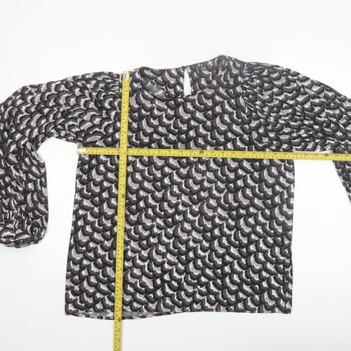 Vero Moda Womens Black Abstract Chiffon Long Sleeve Blouse Size L