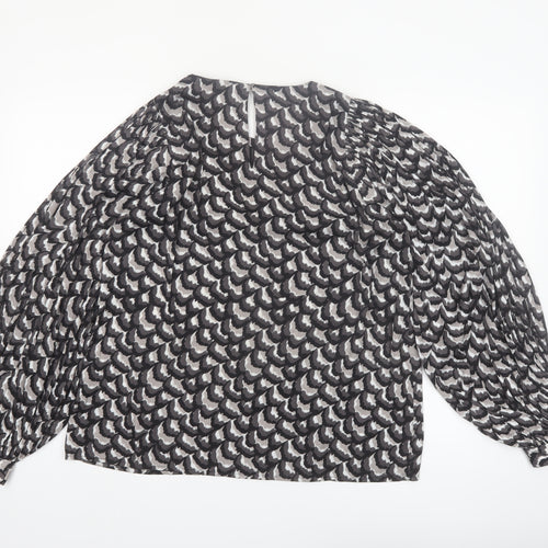 Vero Moda Womens Black Abstract Chiffon Long Sleeve Blouse Size L