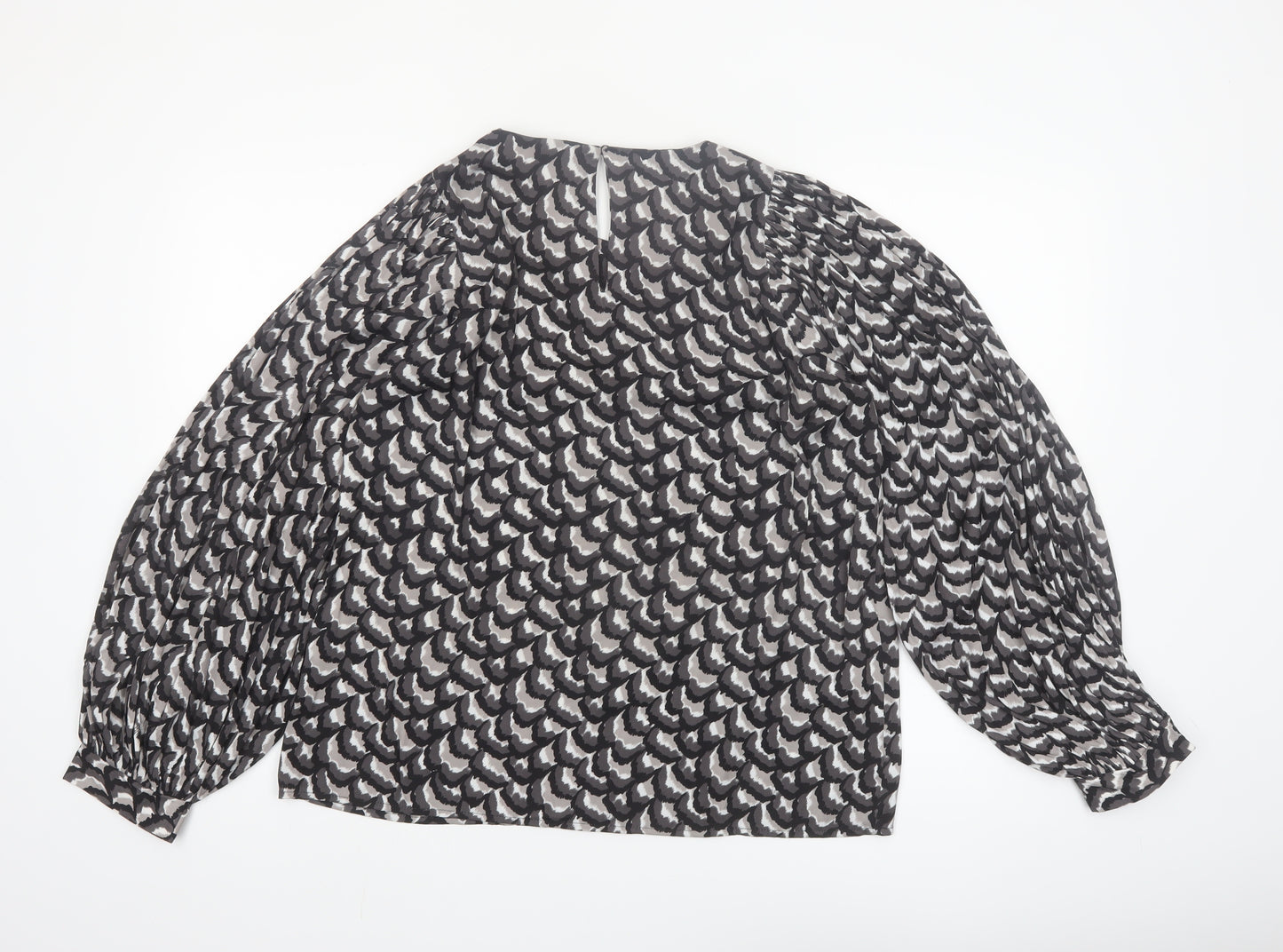 Vero Moda Womens Black Abstract Chiffon Long Sleeve Blouse Size L