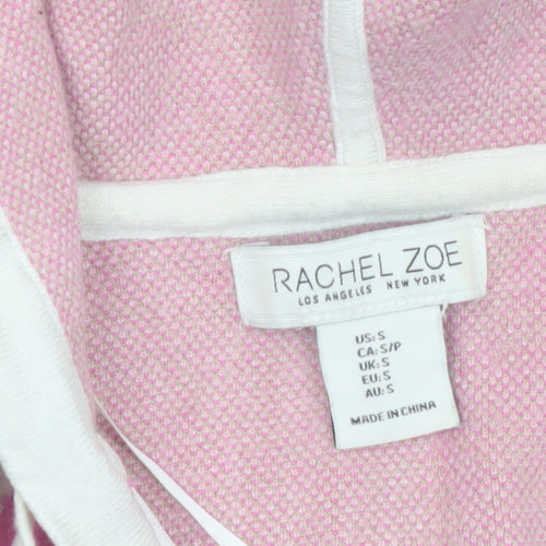 Rachel Zoe Women's Pink Floral Hooded V-Neck Knit Jumper Size S