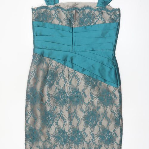 Mireia Bisbe Women Blue Lace Sheath Dress Size 14 Formal