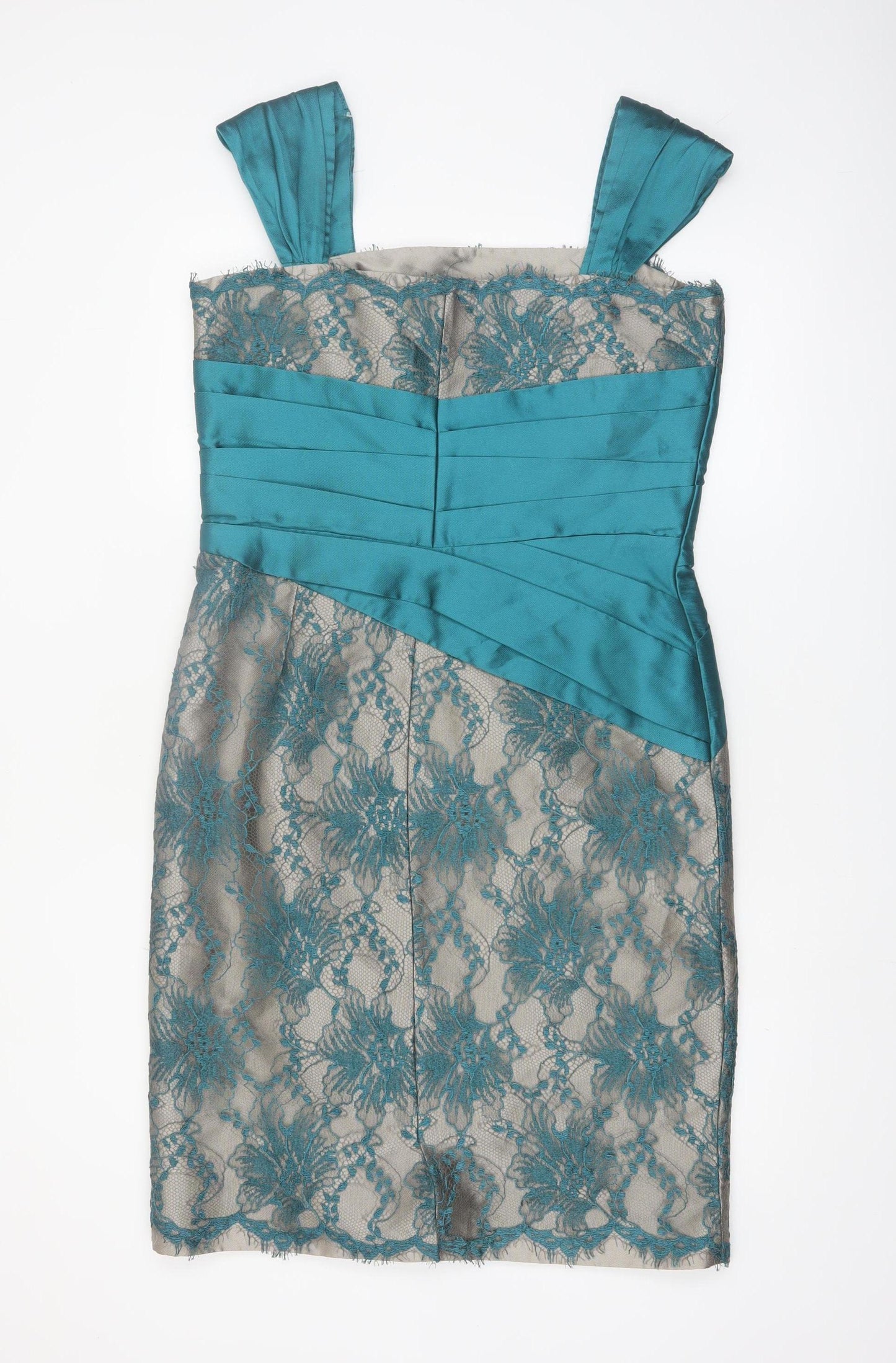 Mireia Bisbe Women Blue Lace Sheath Dress Size 14 Formal
