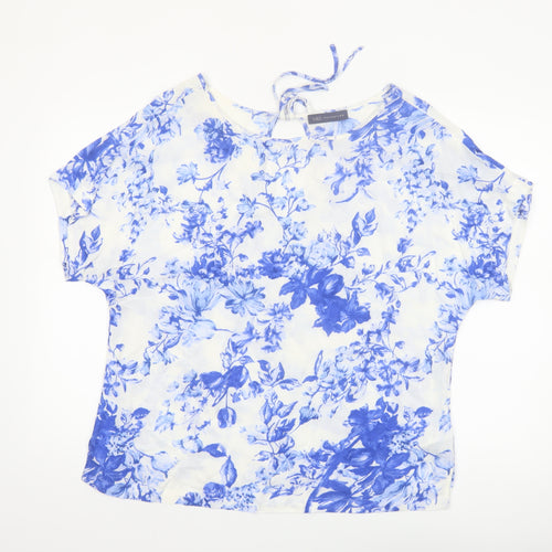 Marks and Spencer Women Blue Floral Tunic Blouse UK 14 Viscose