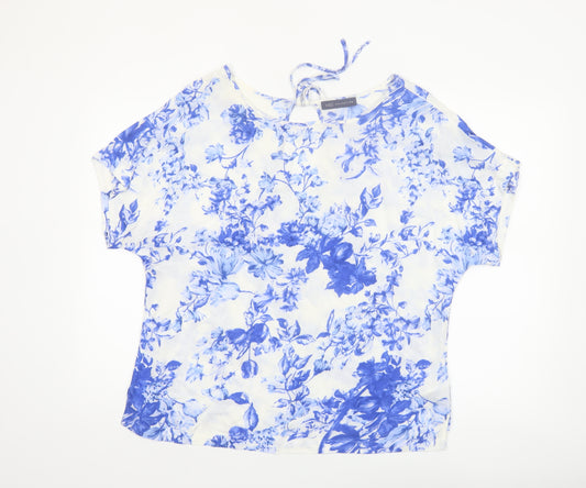 Marks and Spencer Women Blue Floral Tunic Blouse UK 14 Viscose