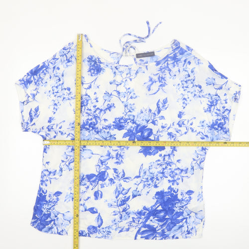 Marks and Spencer Women Blue Floral Tunic Blouse UK 14 Viscose