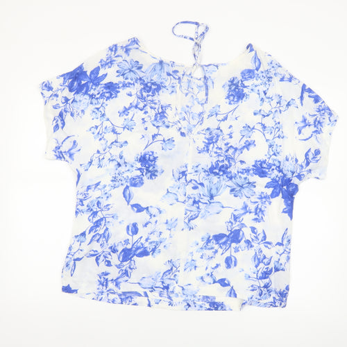 Marks and Spencer Women Blue Floral Tunic Blouse UK 14 Viscose