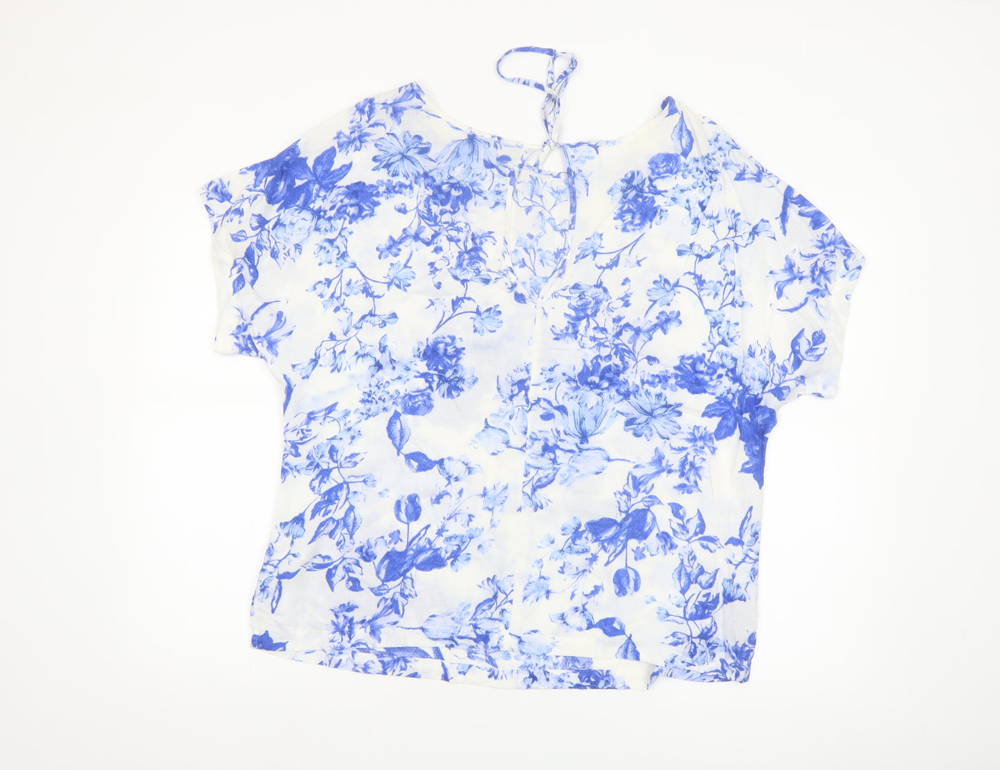 Marks and Spencer Women Blue Floral Tunic Blouse UK 14 Viscose