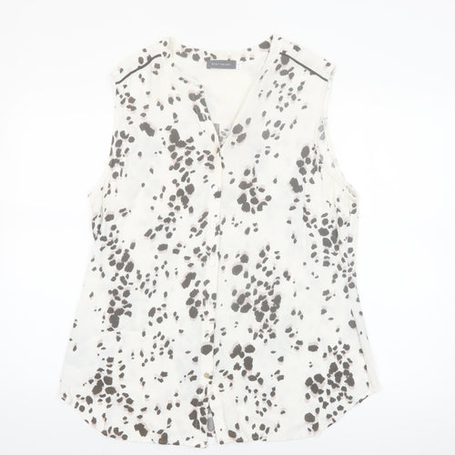 Mint Velvet Womens White Animal Print Sleeveless Blouse Size 18