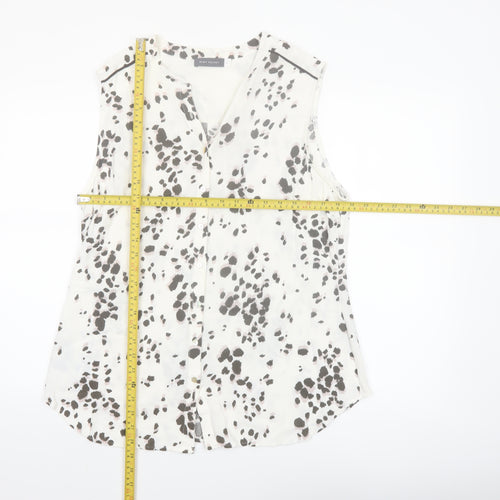 Mint Velvet Womens White Animal Print Sleeveless Blouse Size 18