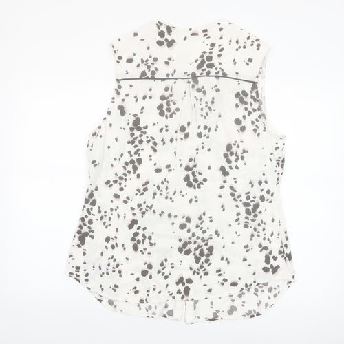 Mint Velvet Womens White Animal Print Sleeveless Blouse Size 18