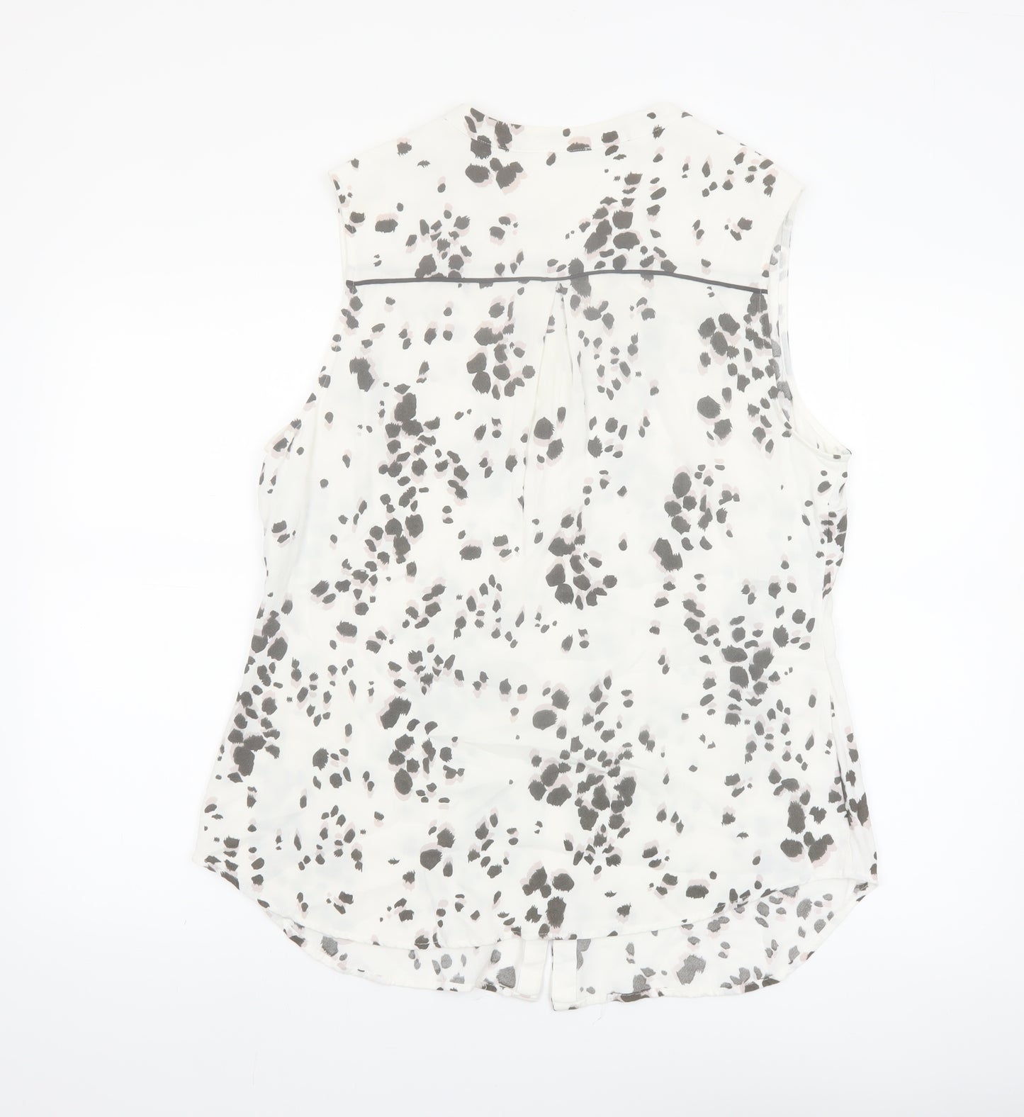 Mint Velvet Womens White Animal Print Sleeveless Blouse Size 18