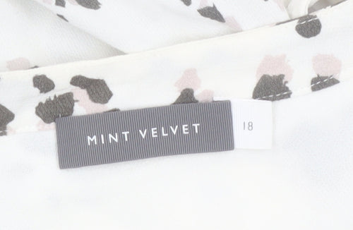 Mint Velvet Womens White Animal Print Sleeveless Blouse Size 18