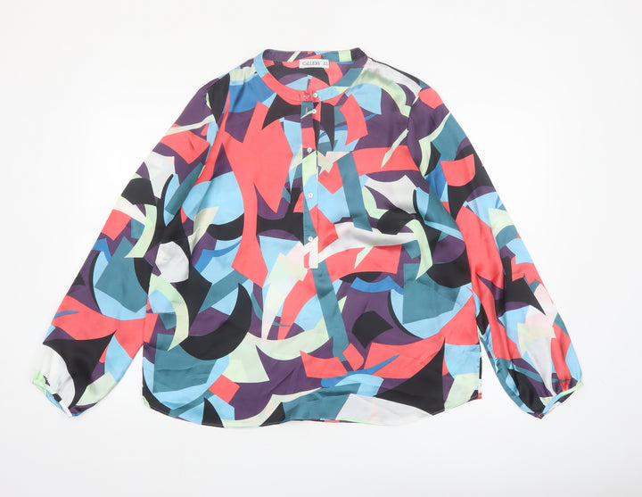 Gallery Women’s Multicoloured Geometric Long Sleeve Polyester Blouse Size 16