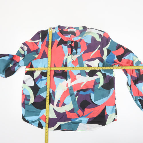 Gallery Women’s Multicoloured Geometric Long Sleeve Polyester Blouse Size 16