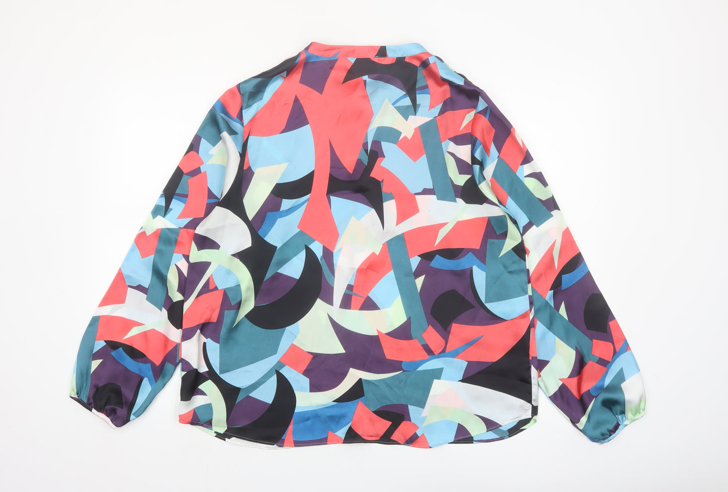 Gallery Women’s Multicoloured Geometric Long Sleeve Polyester Blouse Size 16