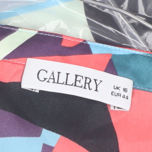 Gallery Women’s Multicoloured Geometric Long Sleeve Polyester Blouse Size 16