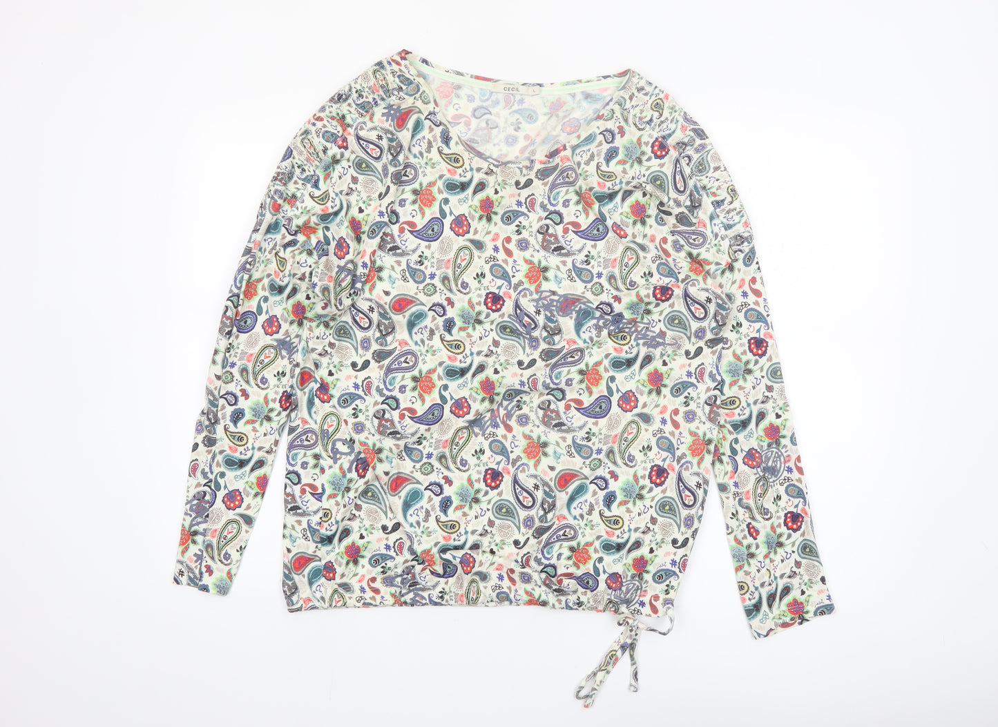 Cecil Womens Multicoloured Paisley Cotton Modal Long Sleeve Top L
