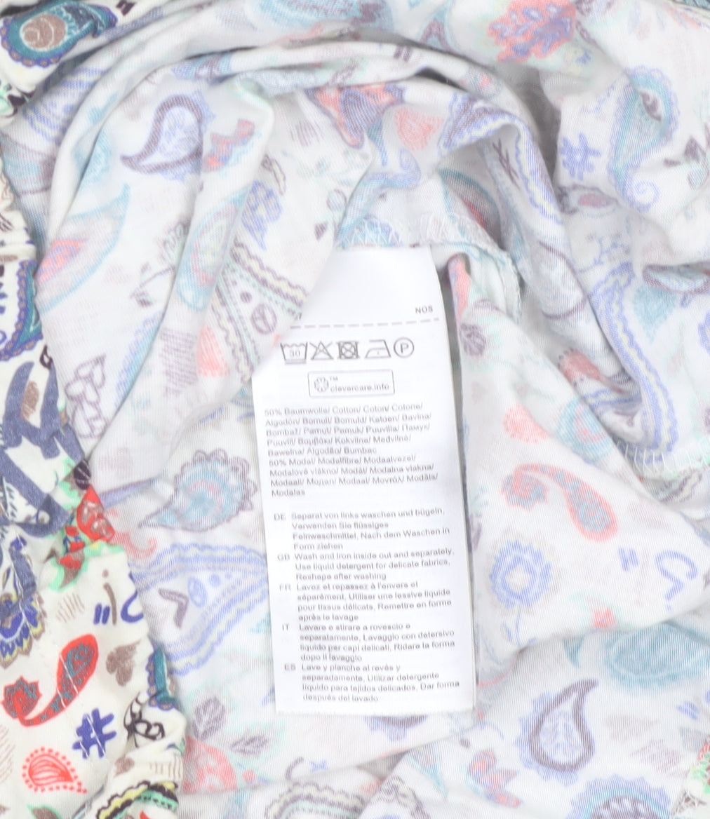 Cecil Womens Multicoloured Paisley Cotton Modal Long Sleeve Top L