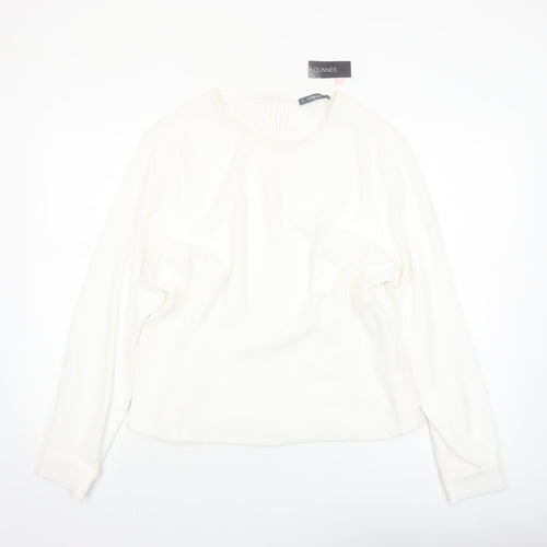 Dunnes Women Ivory Long Sleeve Woven Blouse Size 16