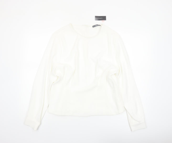 Dunnes Women Ivory Long Sleeve Woven Blouse Size 16