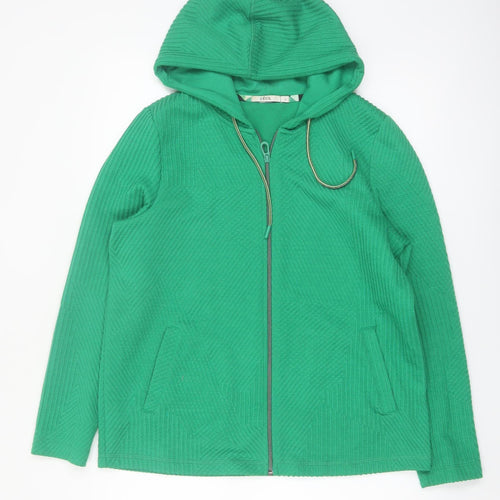 Cecil Women’s Green Full Zip Hooded Sweatshirt Size L Polyester Blend