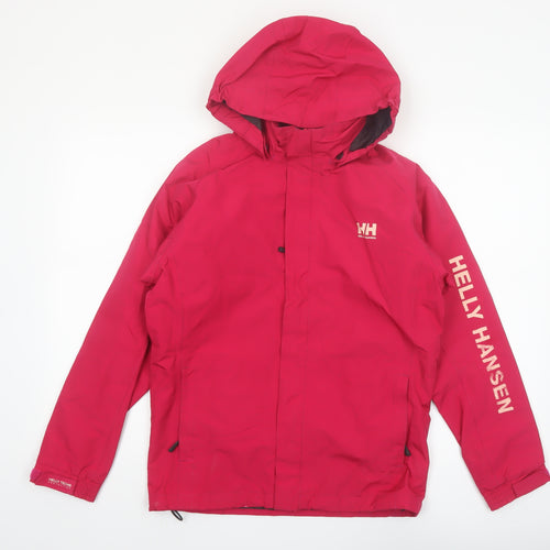 Helly Hansen Girls Red Waterproof Hooded Rain Coat Jacket Size 14 Years