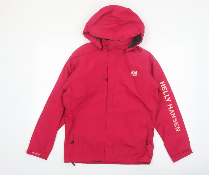 Helly Hansen Girls Red Waterproof Hooded Rain Coat Jacket Size 14 Years