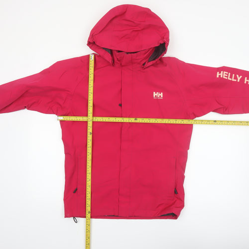 Helly Hansen Girls Red Waterproof Hooded Rain Coat Jacket Size 14 Years