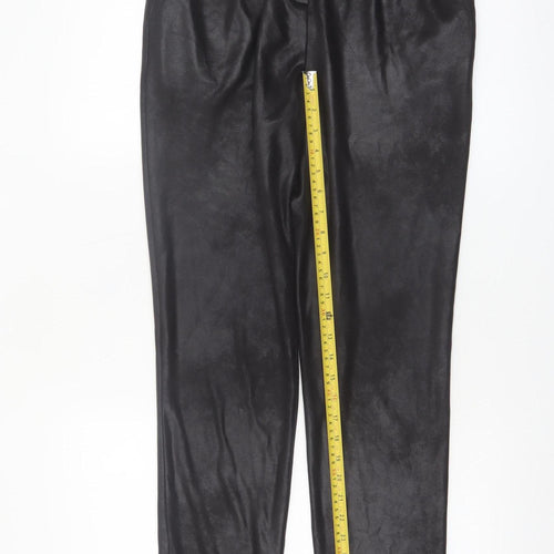 Eva Kayan Women's Black Faux Leather Pleated Tapered Trousers Size 8