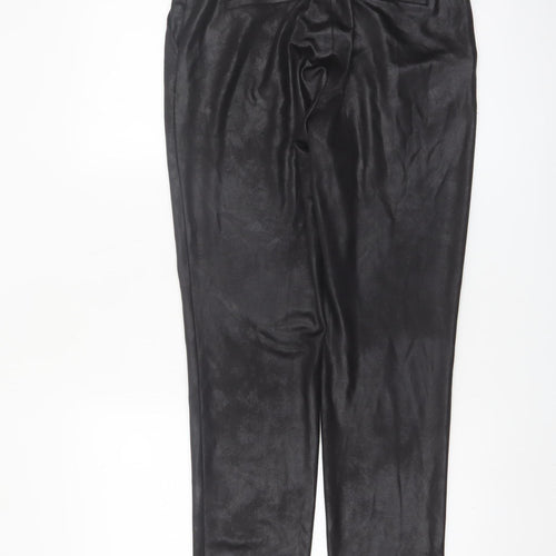 Eva Kayan Women's Black Faux Leather Pleated Tapered Trousers Size 8