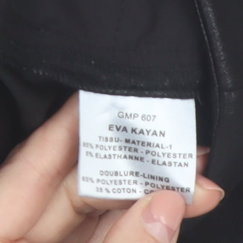 Eva Kayan Women's Black Faux Leather Pleated Tapered Trousers Size 8