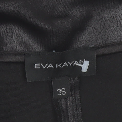 Eva Kayan Women's Black Faux Leather Pleated Tapered Trousers Size 8
