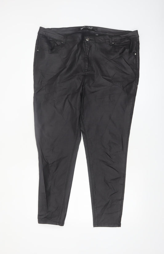 Simply Be Women's Black Coated Skinny Jegging Size 22 Plus