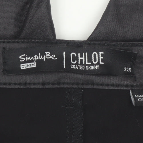 Simply Be Women's Black Coated Skinny Jegging Size 22 Plus