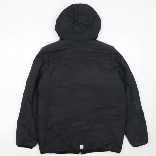adidas Boys Black Hooded Puffer Jacket 13-14 Years Full Zip Lined