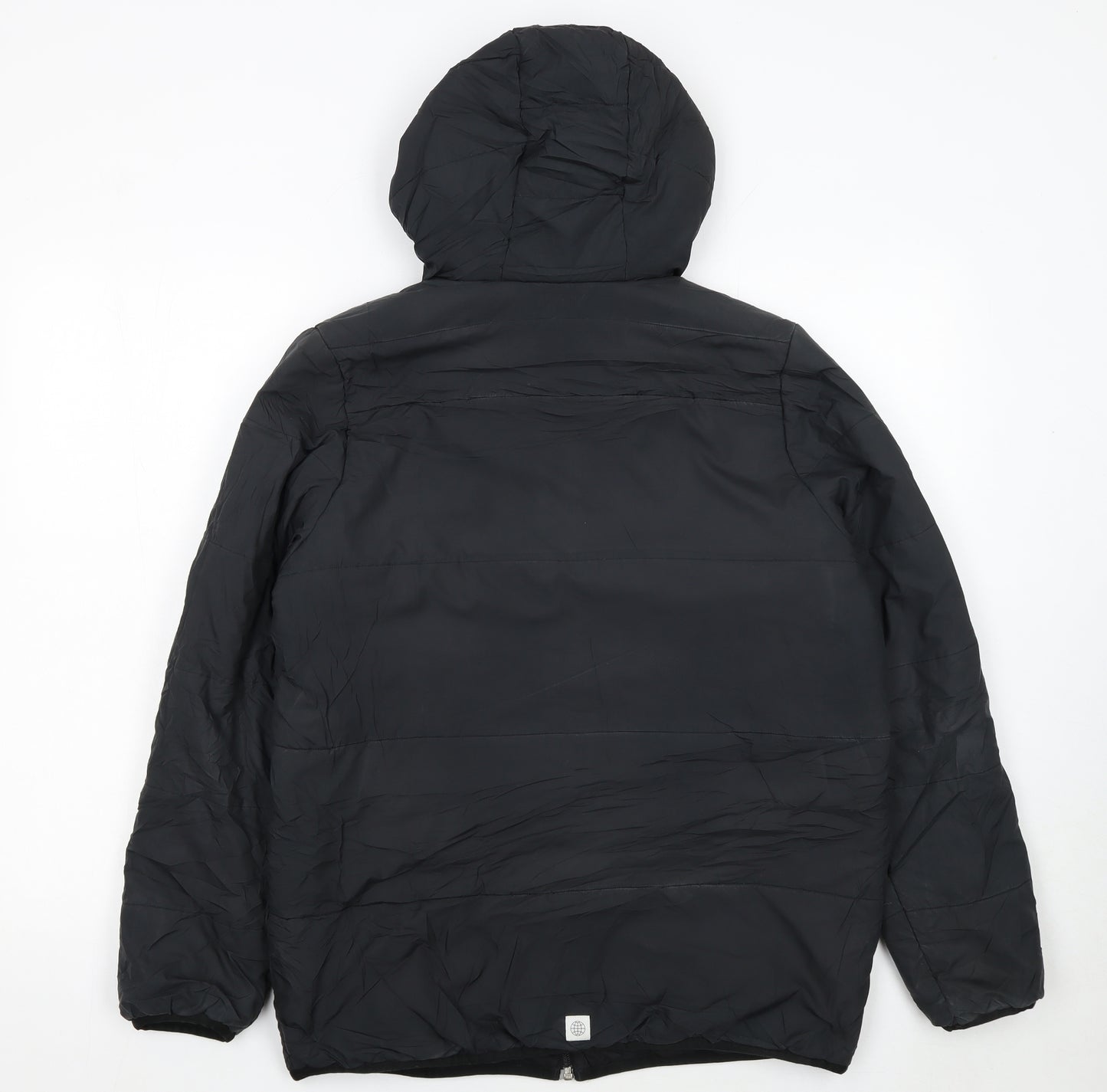 adidas Boys Black Hooded Puffer Jacket 13-14 Years Full Zip Lined