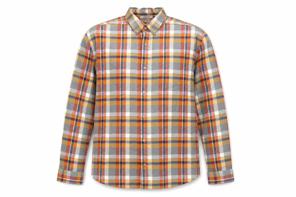 Front view of L.L. Bean Men's Multicoloured Plaid Cotton Button-Up Shirt XL Regular Fit