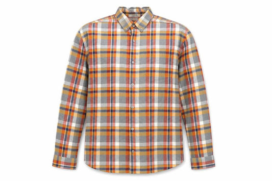 Front view of L.L. Bean Men's Multicoloured Plaid Cotton Button-Up Shirt XL Regular Fit