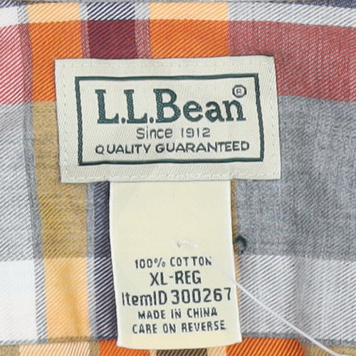L.L. Bean Men's Multicoloured Plaid Cotton Button-Up Shirt XL Regular Fit