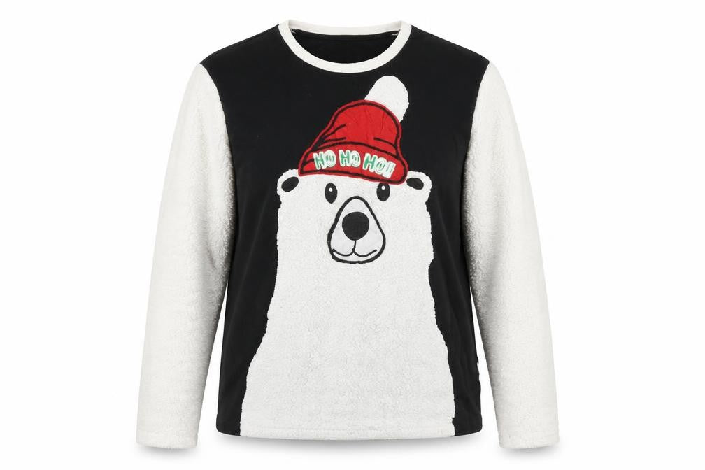 Front view of American Rag Women Black White Polar Bear Christmas Sweatshirt Small