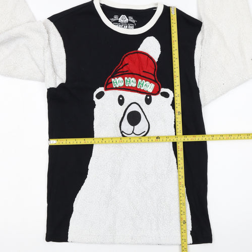 American Rag Women Black White Polar Bear Christmas Sweatshirt Small