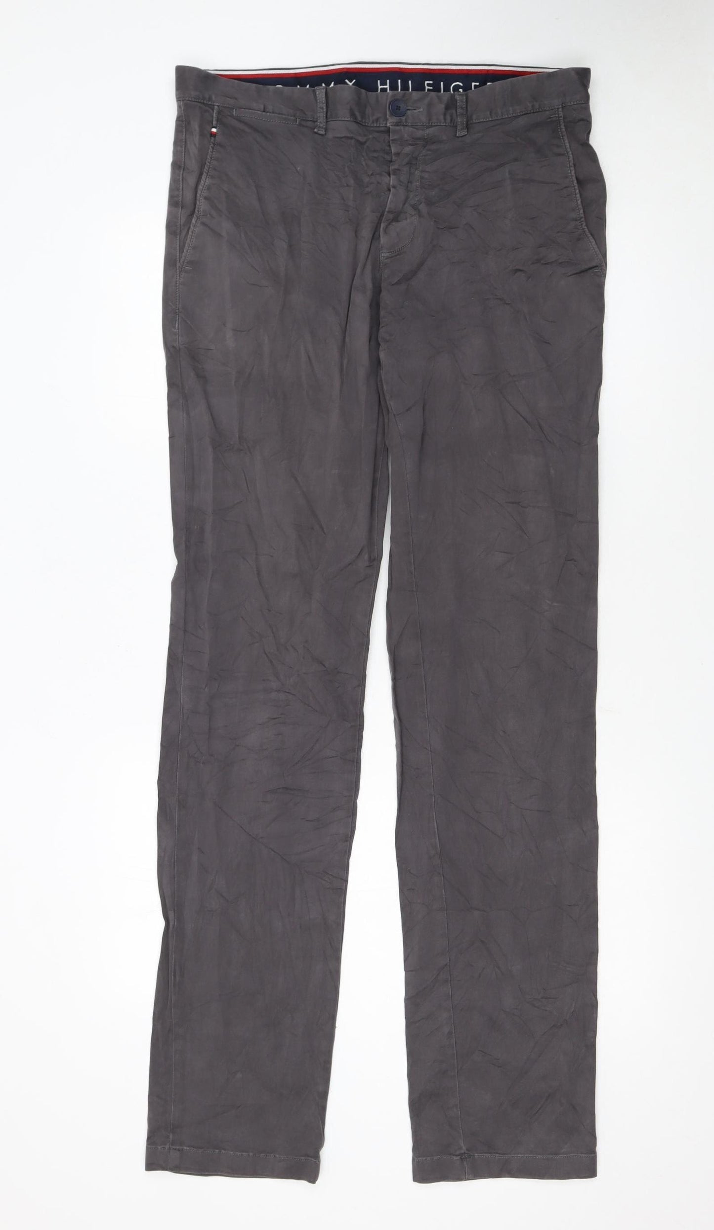 Tommy Hilfiger Men’s Grey Chino Straight Fit Trousers 33x36