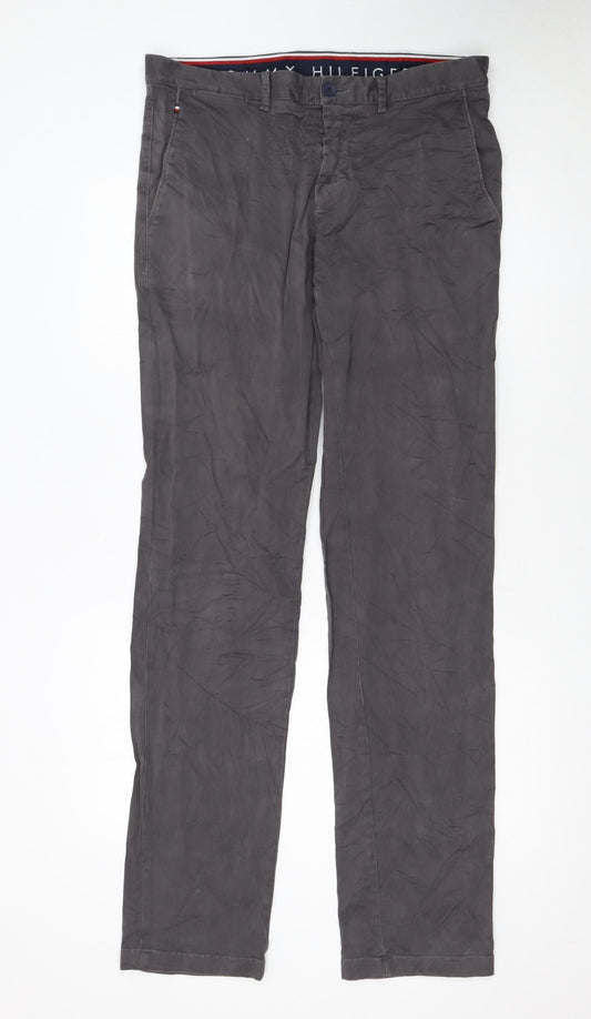Tommy Hilfiger Men’s Grey Chino Straight Fit Trousers 33x36