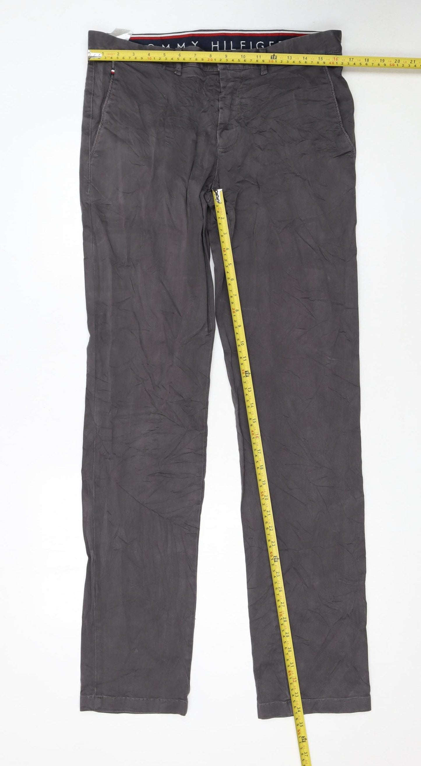 Tommy Hilfiger Men’s Grey Chino Straight Fit Trousers 33x36