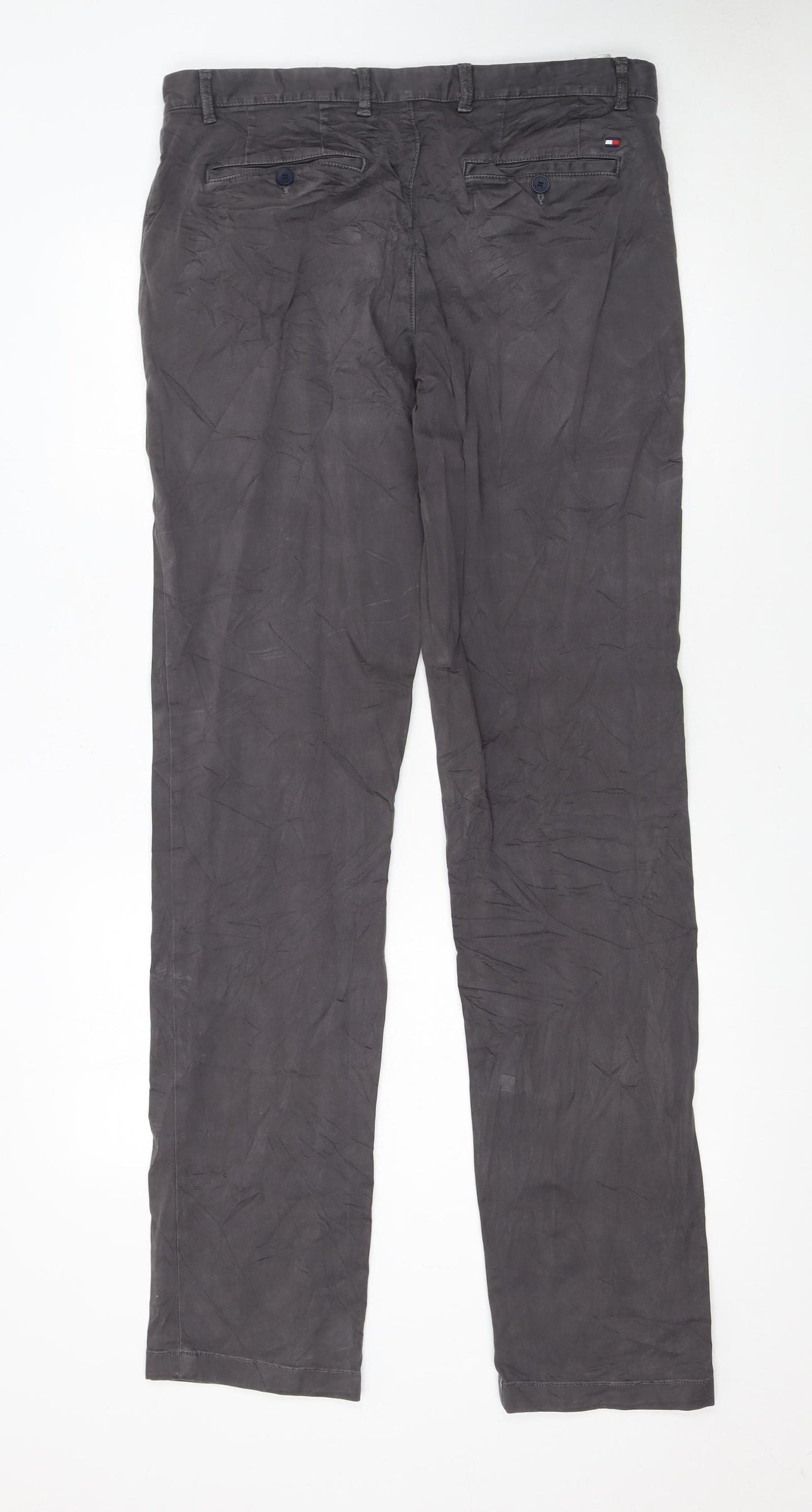Tommy Hilfiger Men’s Grey Chino Straight Fit Trousers 33x36