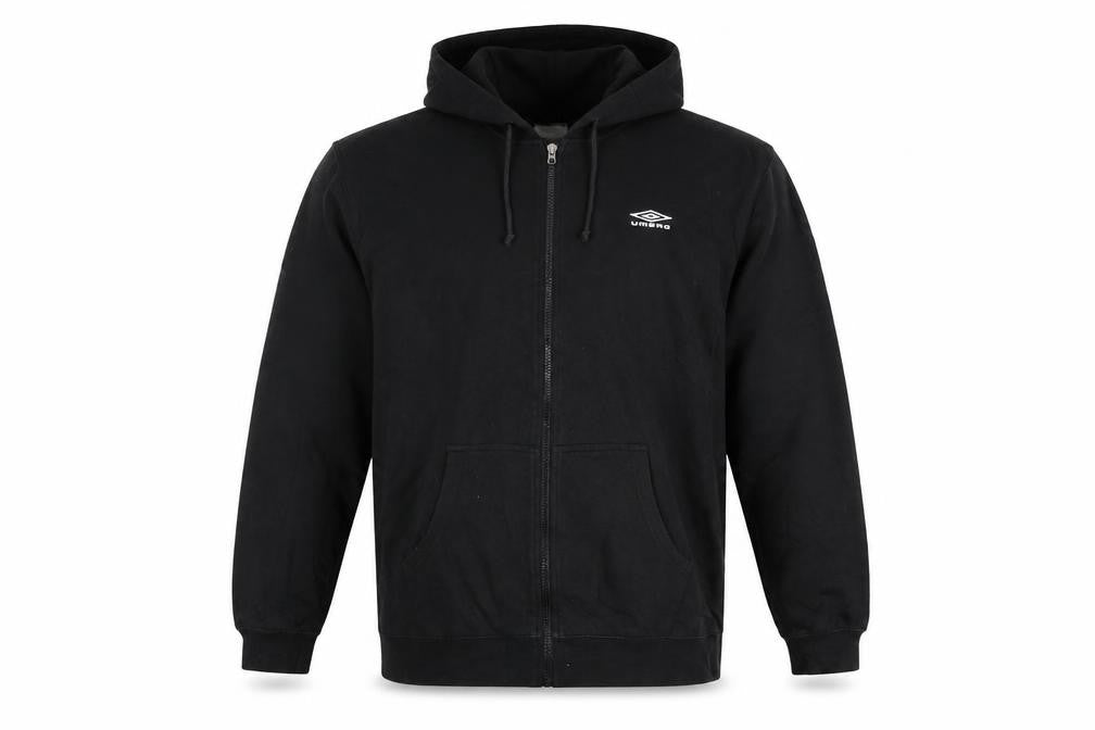 Front view of Umbro Men's Black XL Full Zip Hoodie Sweatshirt