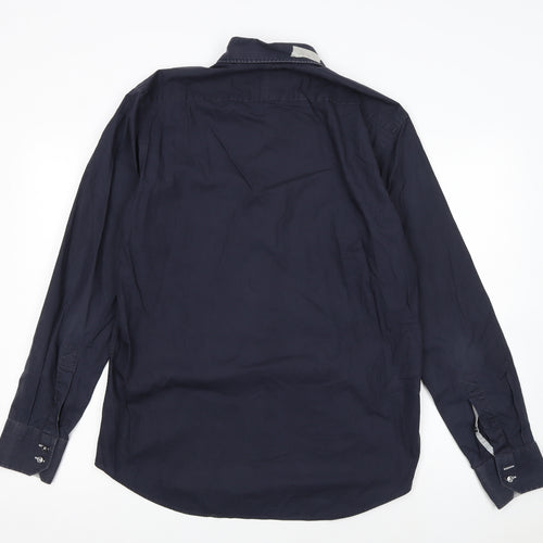 Hugo Boss Men's Blue Regular Fit Easy Iron Cotton Shirt Size 15.5
