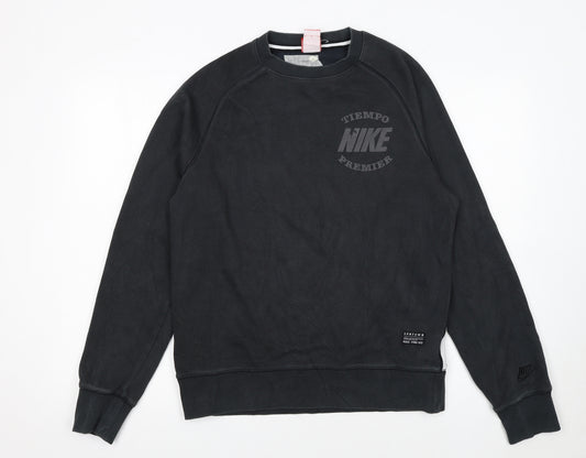 Nike Women Black Medium Pullover Sweatshirt Cotton Blend